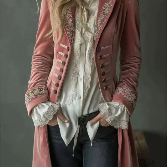 Philomena | Embroidered Velvet Longline Jacket