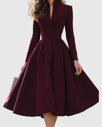 AVELINA | V-NECK MIDI DRESS