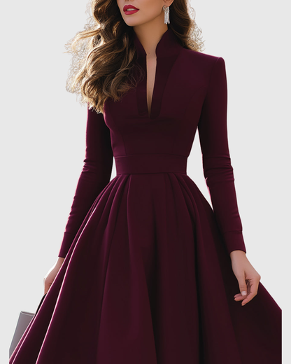 AVELINA | V-NECK MIDI DRESS
