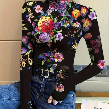 Vivian | Floral Roll-Neck Jumper