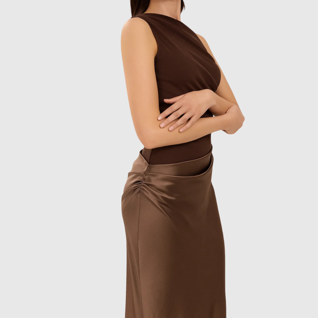 ELARA | SATIN ASYMMETRIC EVENING GOWN