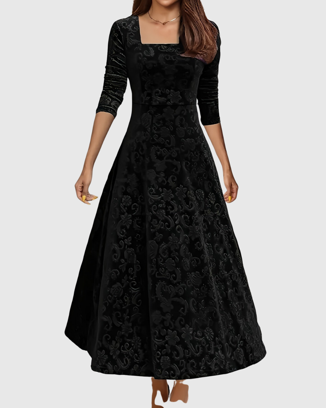 VESPERA | GRACEFUL FLORAL MIDI DRESS