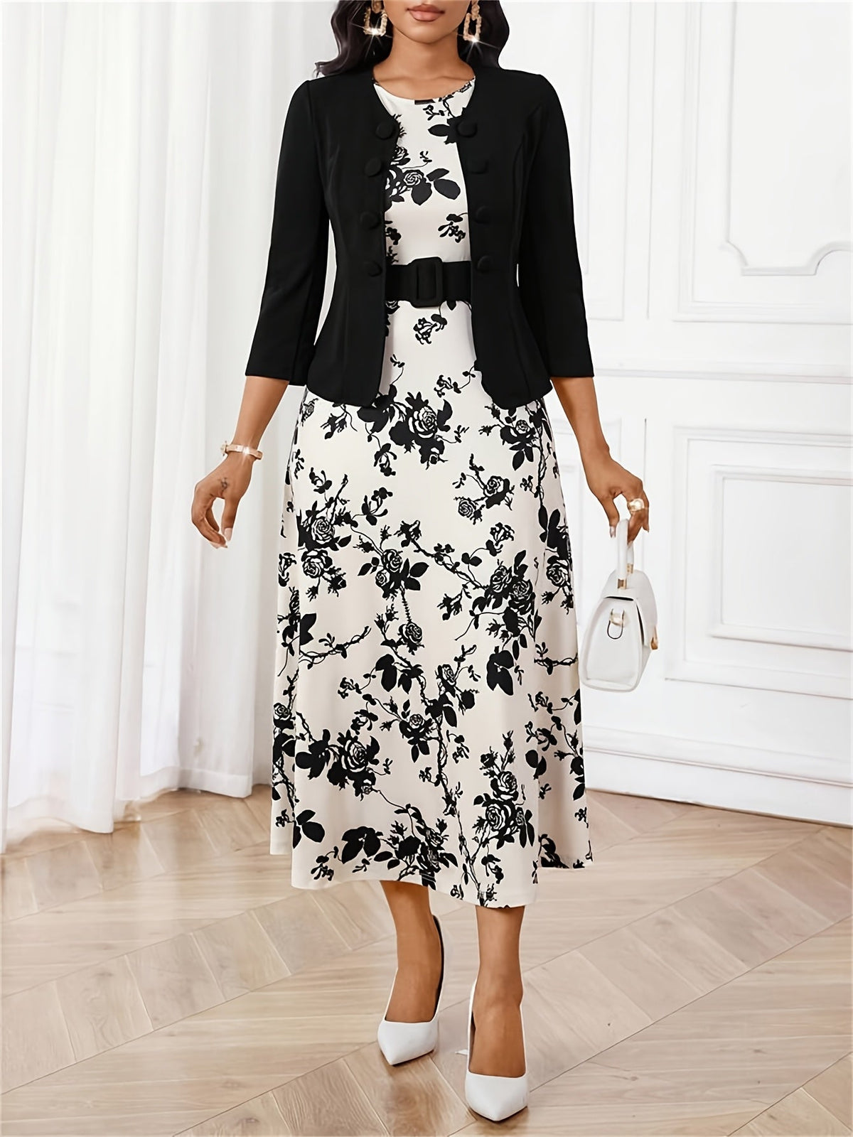 AMELIE LANE | PRINTED BELTED TWO-PIECE SET