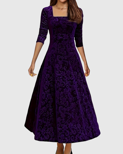VESPERA | GRACEFUL FLORAL MIDI DRESS