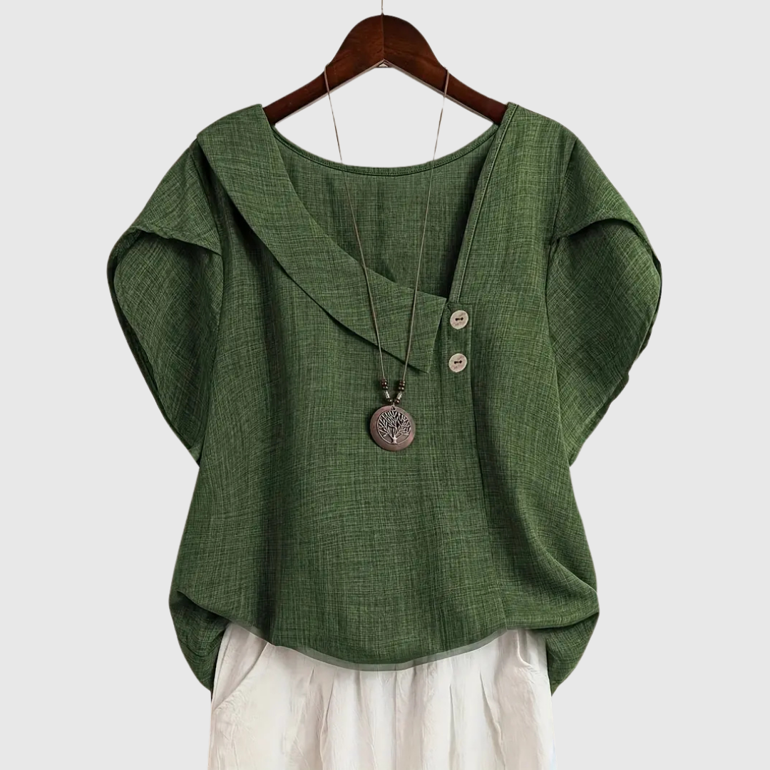 MARCELLINE | ASYMMETRICAL NECKLINE BLOUSE