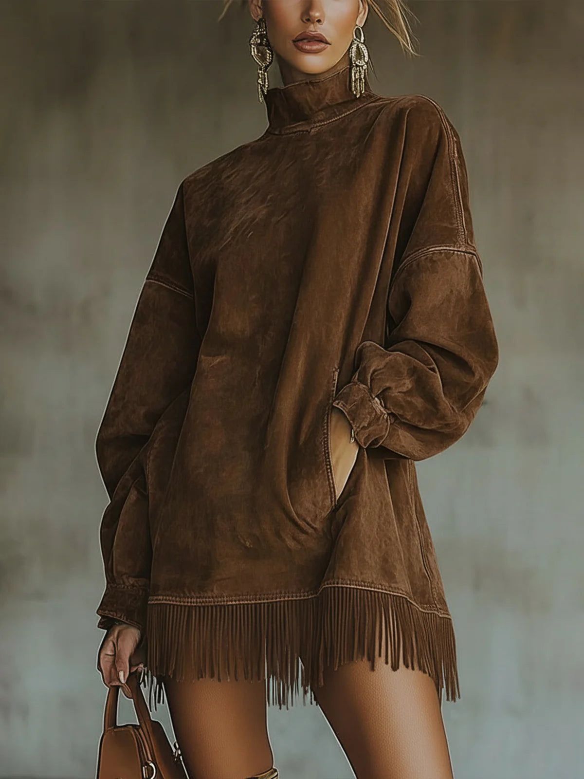 Sheril | Suede Fringe Dress