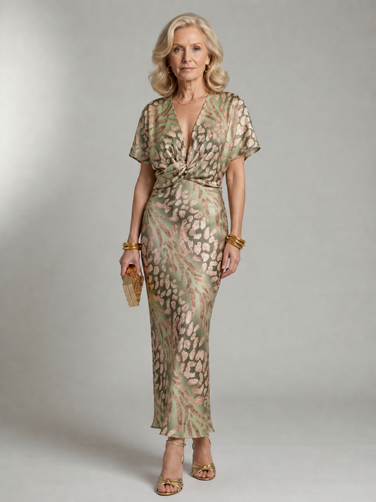Vivette | Abstract Print Twist Waist Midi Dress