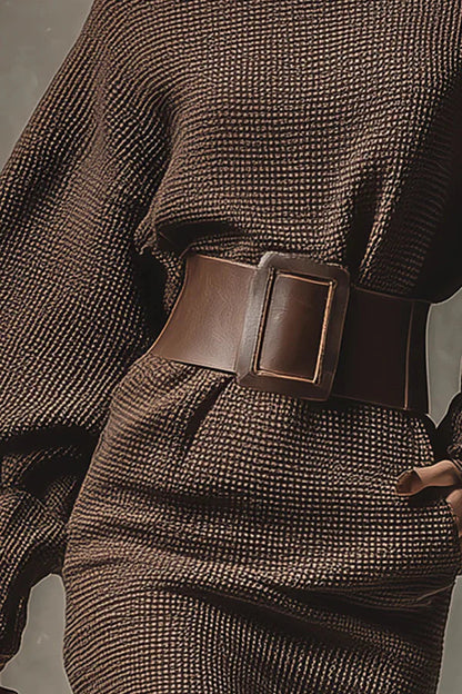 Clara | Short Knit Dress with Matching Belt