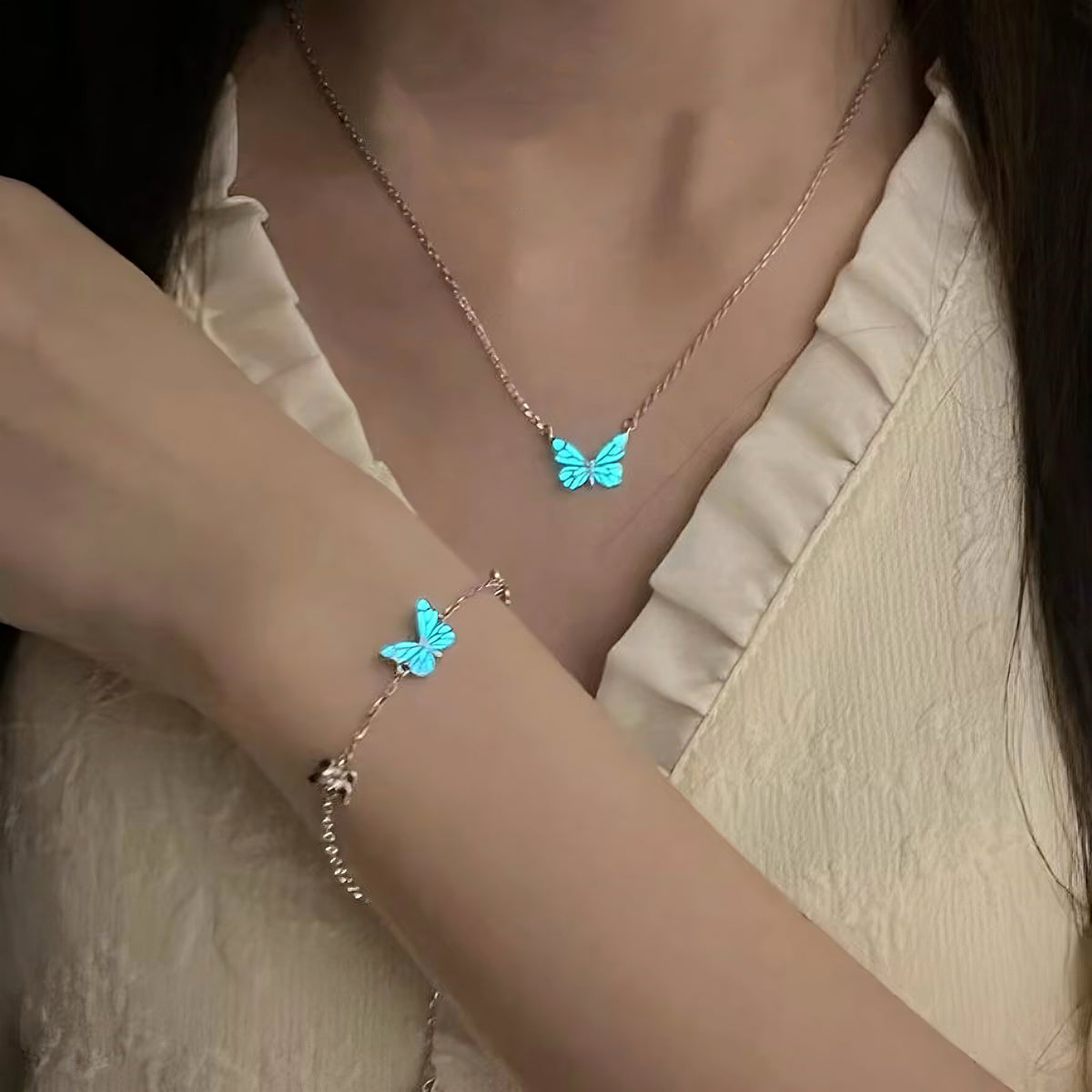 Luminous Dream Blue Butterfly Bracelet
