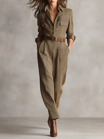 Corenne - Elegant Plaid Dress