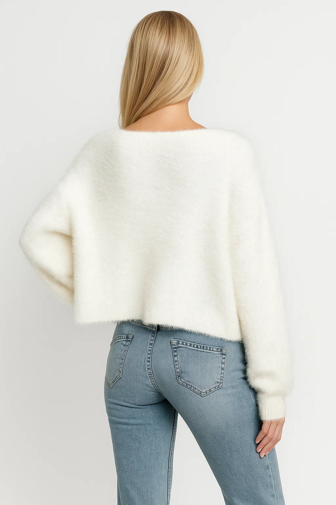 SASKIA | SOFT OPEN-FRONT PEARL-DETAIL CARDIGAN